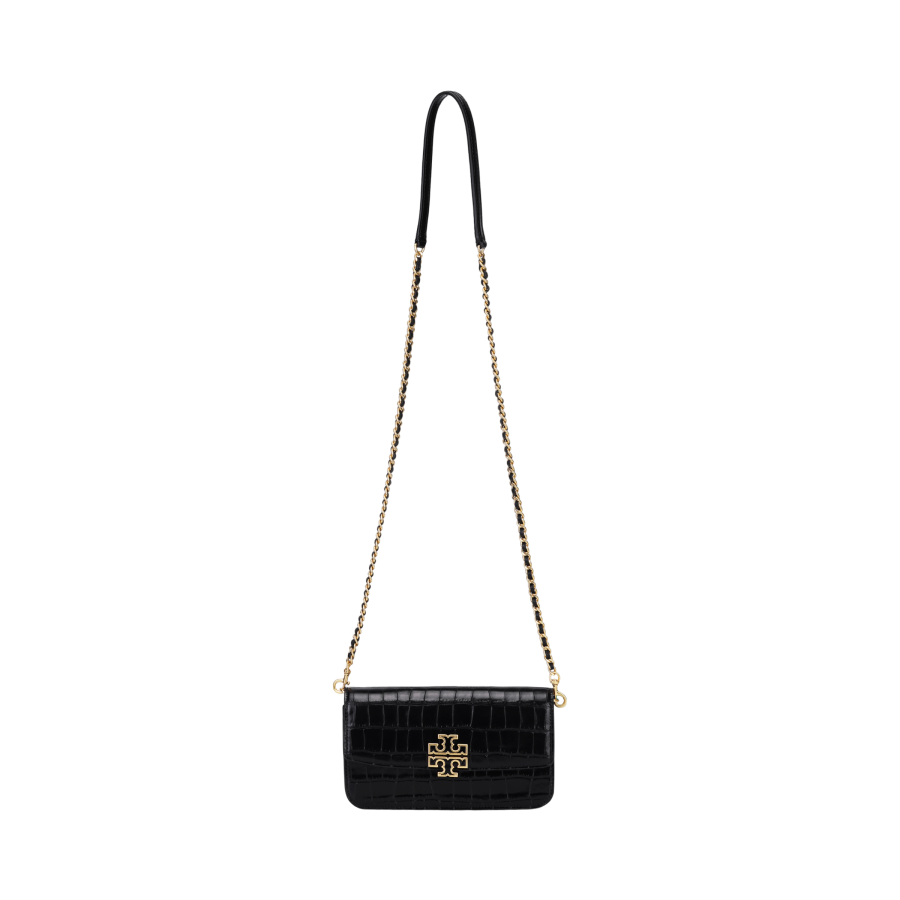 TORY BURCH Britten Crocodile Pattern Leather Shoulder Bag, Crossbody Bag, Chain Bag, Wallet Small Women's Black