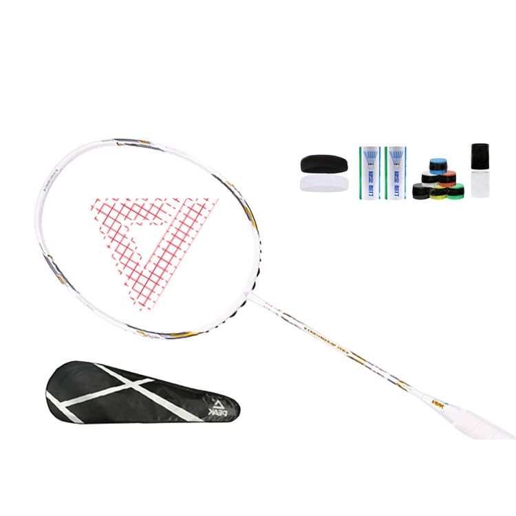 PEAK BP 3900 Full Carbon Badminton Rackets Control Type All around Defense Entry level Unisex White Gold