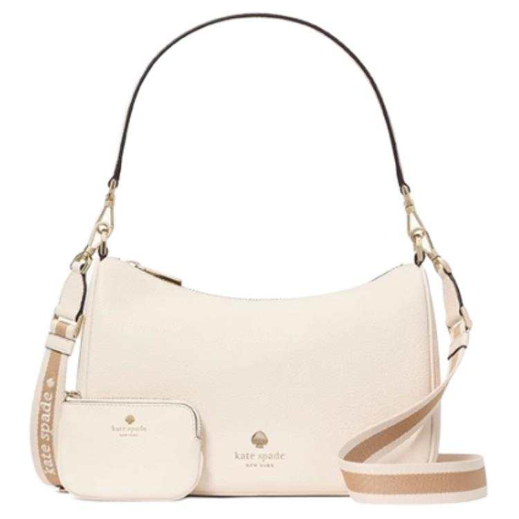 Kate Spade Cow Leather Shoulder Bag Small Women's Sheepskin Paper White