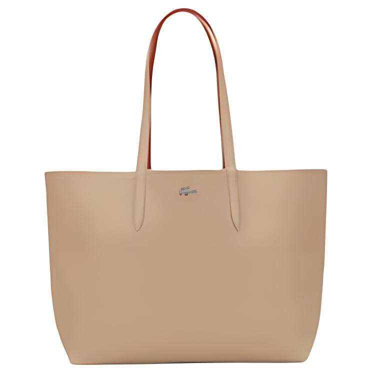 LACOSTE PVC Tote Bag, Shopping Bag, Handbag, Shoulder Bag Large Women's Khaki & Orange