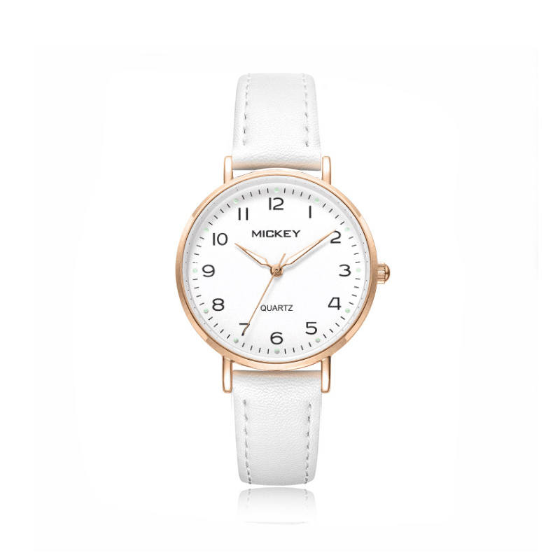 Disney Quartz Movement PU Strap Watch Women's Watch White Dial 30m Waterproof