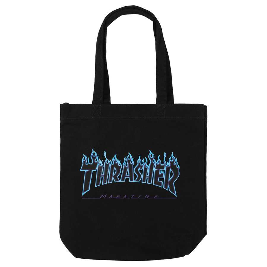 Thrasher Thrasher Cotton Shoulder Bag Unisex Black Purple