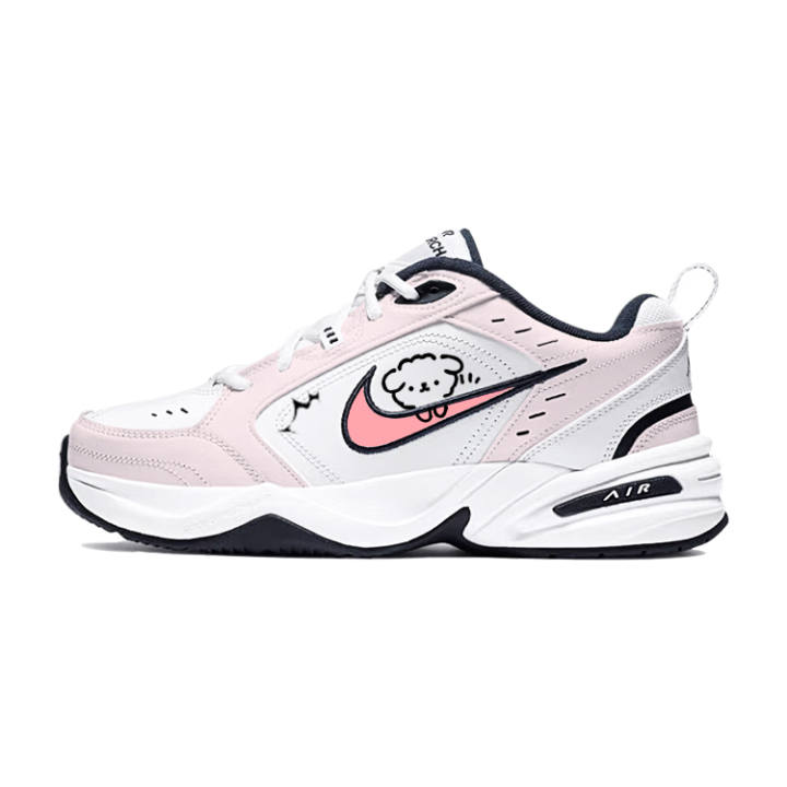 Nike Nike Air Monarch 4 Slip Resistant And Abrasion Resistant Coverage Low top Chunky Sneakers Unisex White Pink