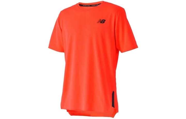 New Balance New Balance T Shirts Men's Red Crew Neck Moderate Straight Fit