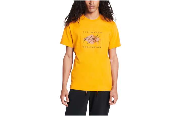 Jordan Jordan Flight Essentials T Shirts Men's Yellow Crew Neck Moderate Straight Fit