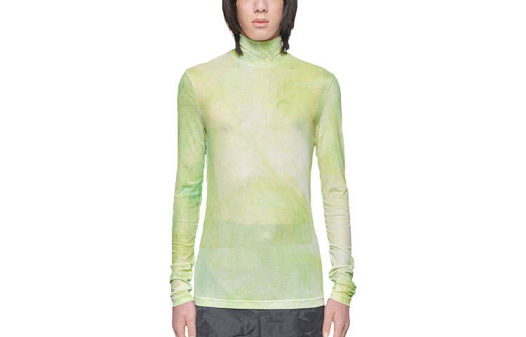 Feng Chen Wang T Shirts Men's Green Turtleneck Moderate Straight Fit