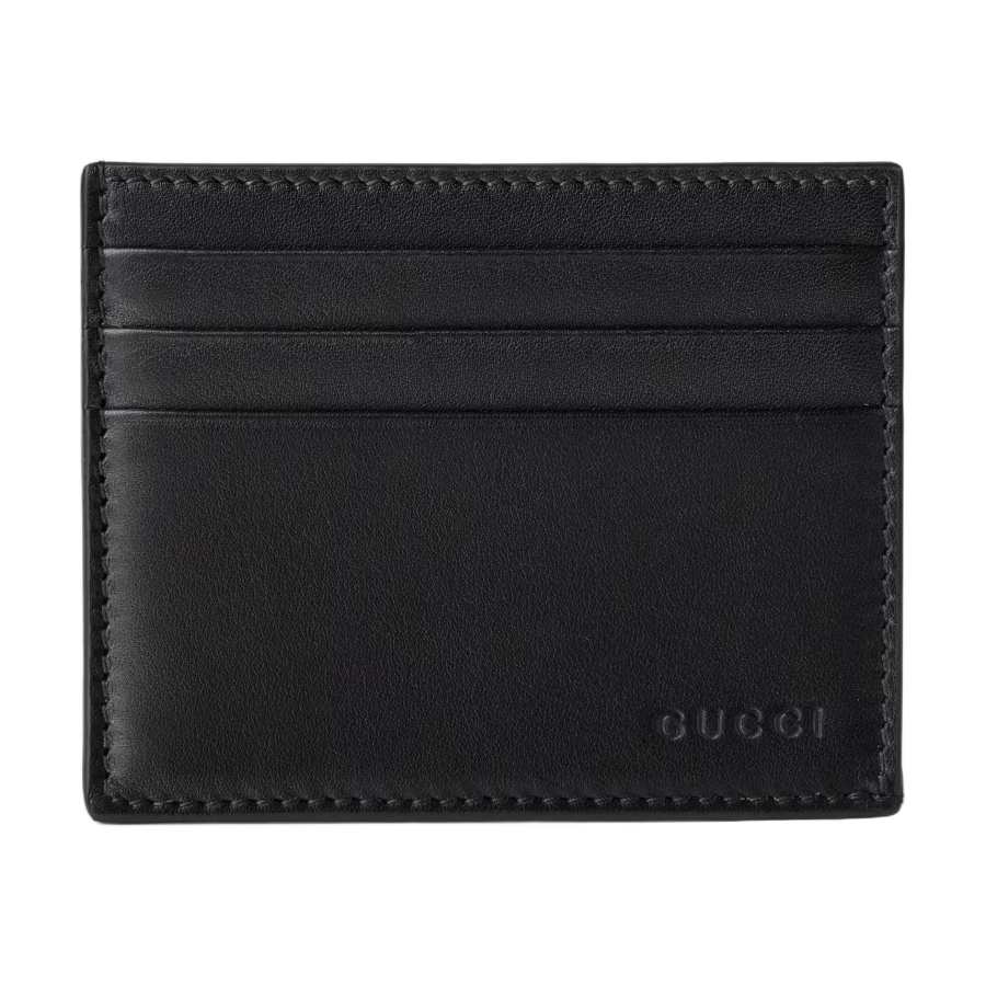 GUCCI GG Emblem Leather Card Holder Men's Black