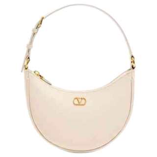 Valentino Garavani Cow Leather Handbag, Shoulder Bag Mini Women's Light Ivory White