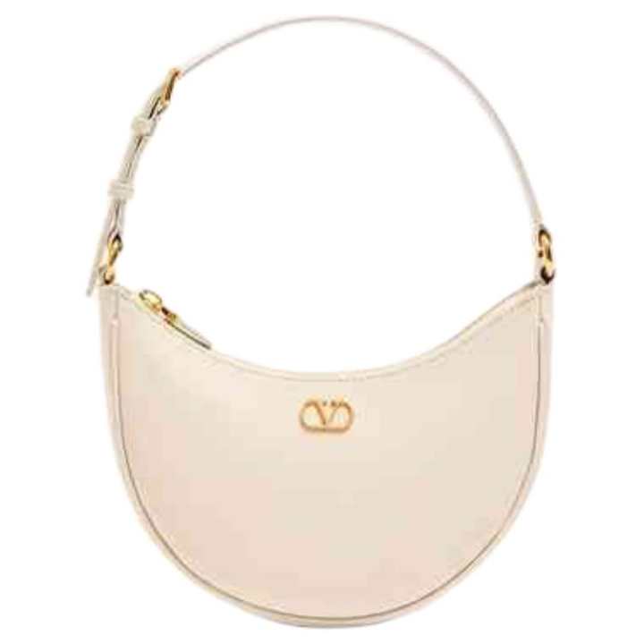 Valentino Valentino Garavani Cow Leather Handbag, Shoulder Bag Mini Women's Light Ivory White