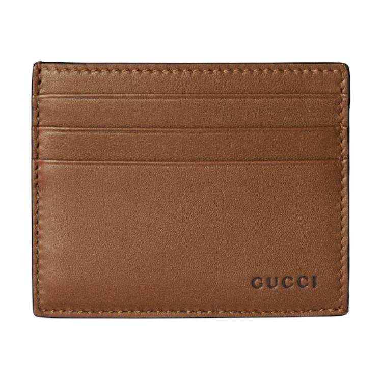 GUCCI GG Emblem Leather Card Holder Regular Men's Brown