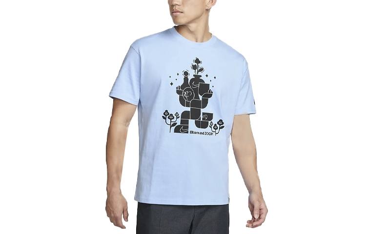 Nike Nike T Shirts Men's Blue Crew Neck Moderate Straight Fit