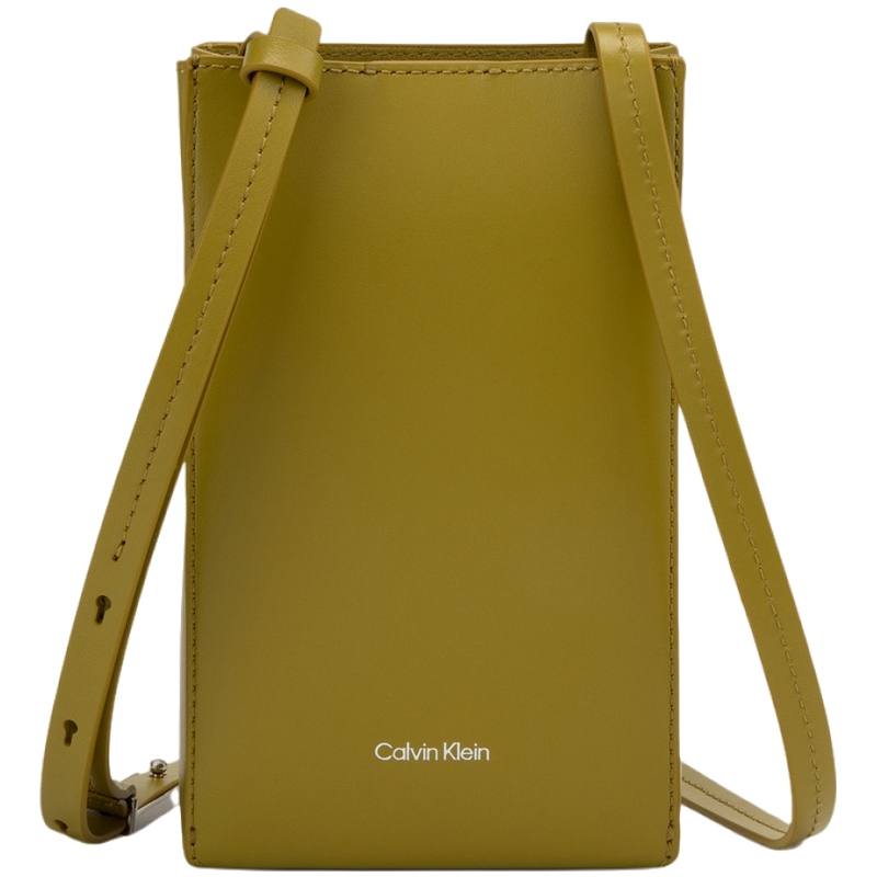 CALVIN KLEIN Cow Leather Cell Phone Pouch Medium Women's Grass Yellow