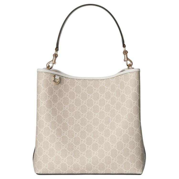GUCCI GG Emblem GG Monogram Coated Canvas One Shoulder Handbag Small Women's Beige & White