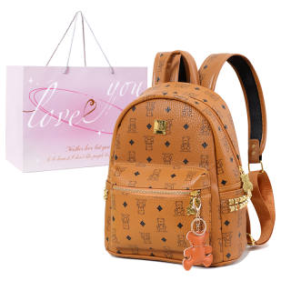 MINLUBAOLUO PU+PVC Backpack Women's Brown/Ecru/Pink