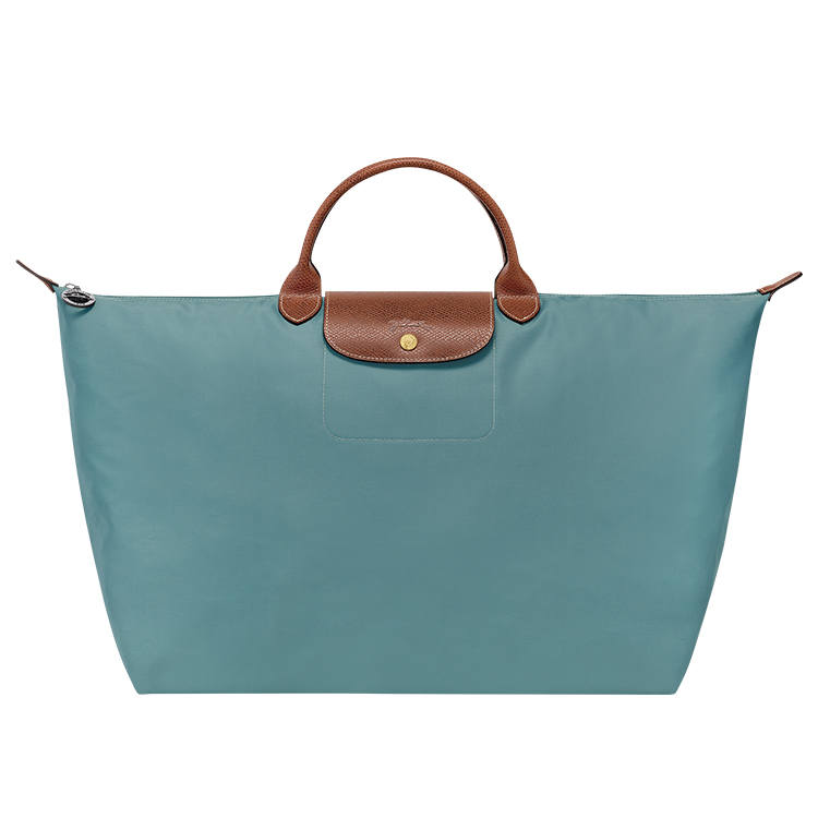 LONGCHAMP Le Pliage Snap And Zip Closure Nylon Handbag Travel Bag Women's Light Green Gray