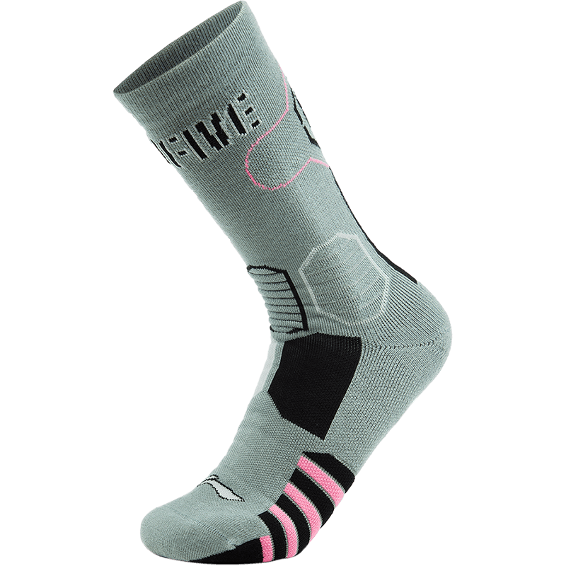 Li-Ning Li Ning Badfive Crew Socks Unisex 1 Pack Gray Dust Green/Black/Fluorescent Numbers Pink