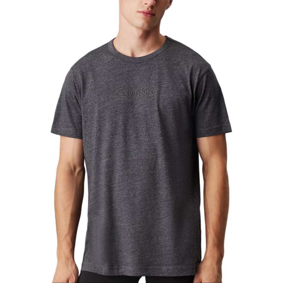 CALVIN KLEIN Pajama Top Europe Version Men's Dark Gray Mixed Color