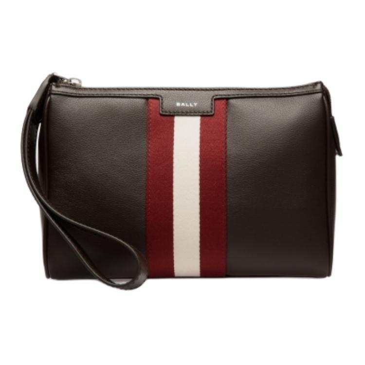 BALLY BALLY Cow Leather Clutch Regular Men's Ebony & Red & White