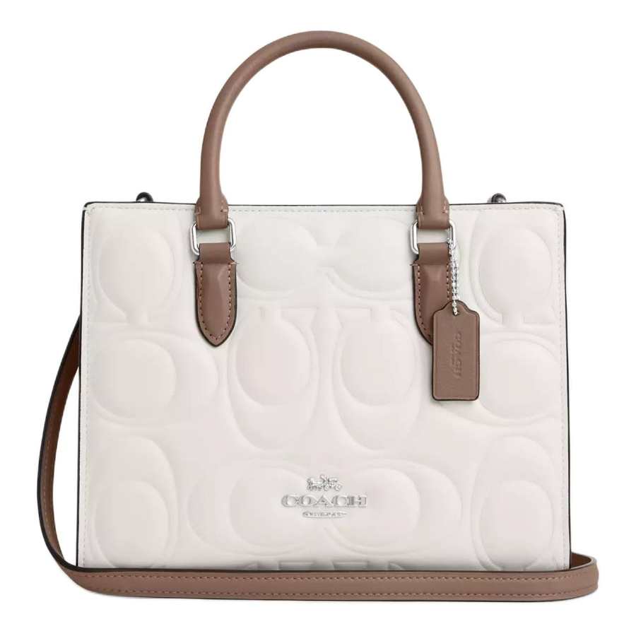 COACH Smooth Leather Tote Bag, Shopping Bag, Handbag Medium Women's Chalk