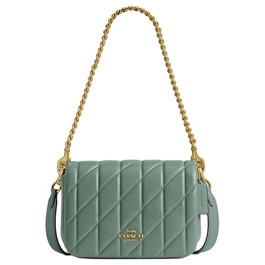 COACH Leather Portable Crossbody Bag, Shoulder Bag Small Women's Green