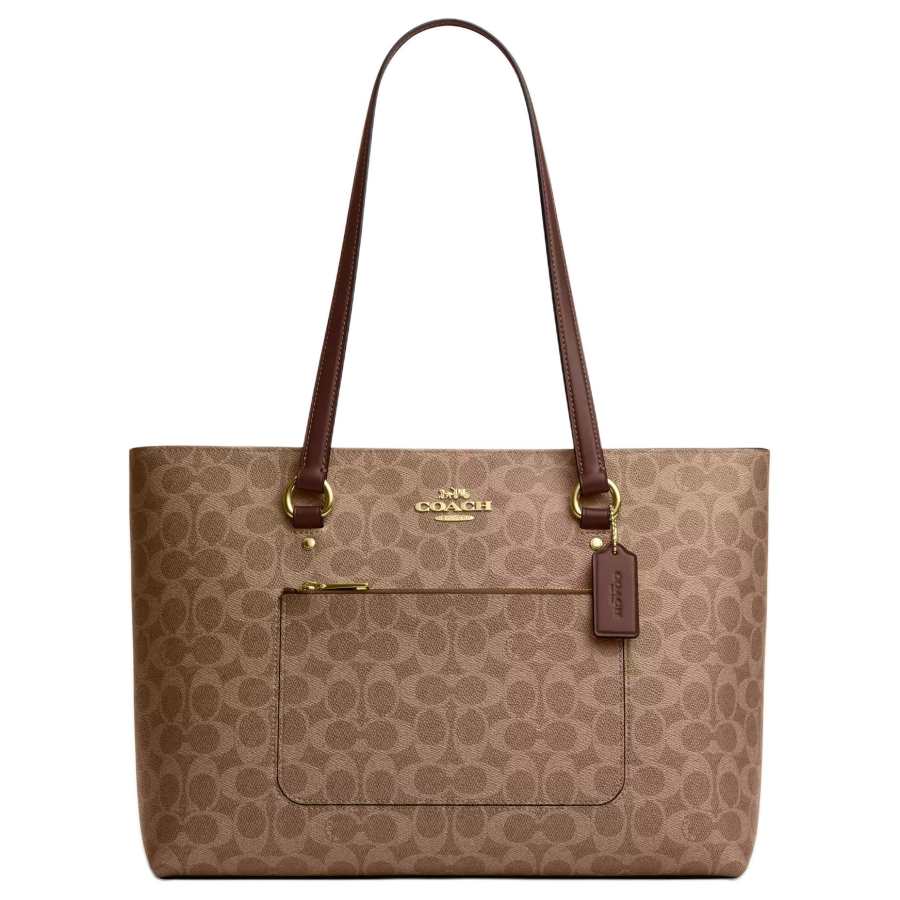 COACH Coated Canvas Tote Bag, Shopping Bag, Shoulder Bag Large Unisex Brown