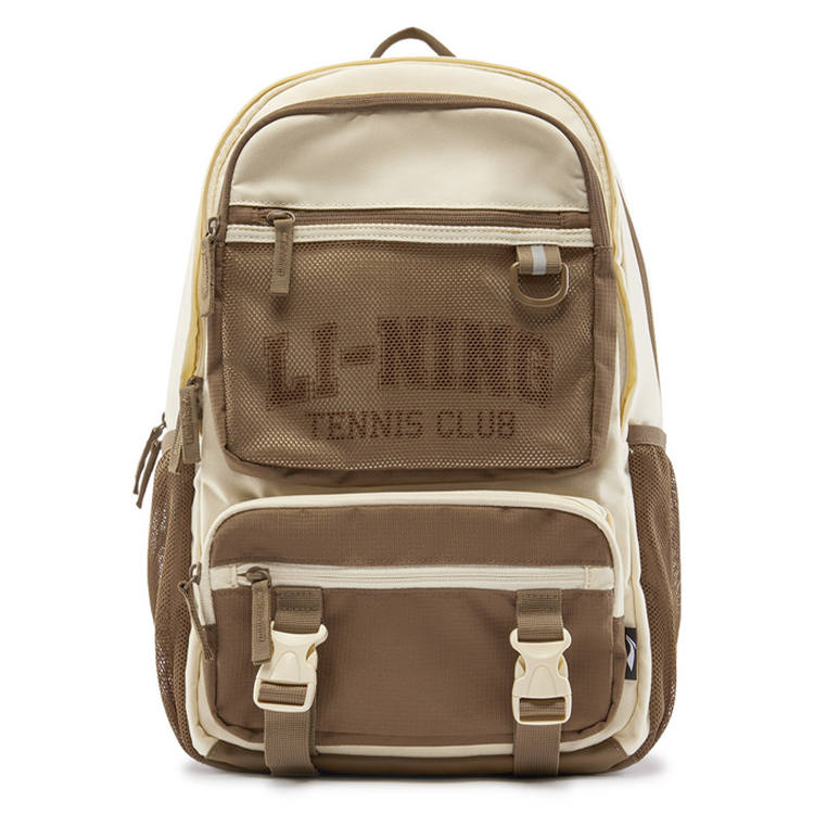 Li-Ning Li Ning Sports Life Collection Polyester Backpack Unisex Light Cream & Brown