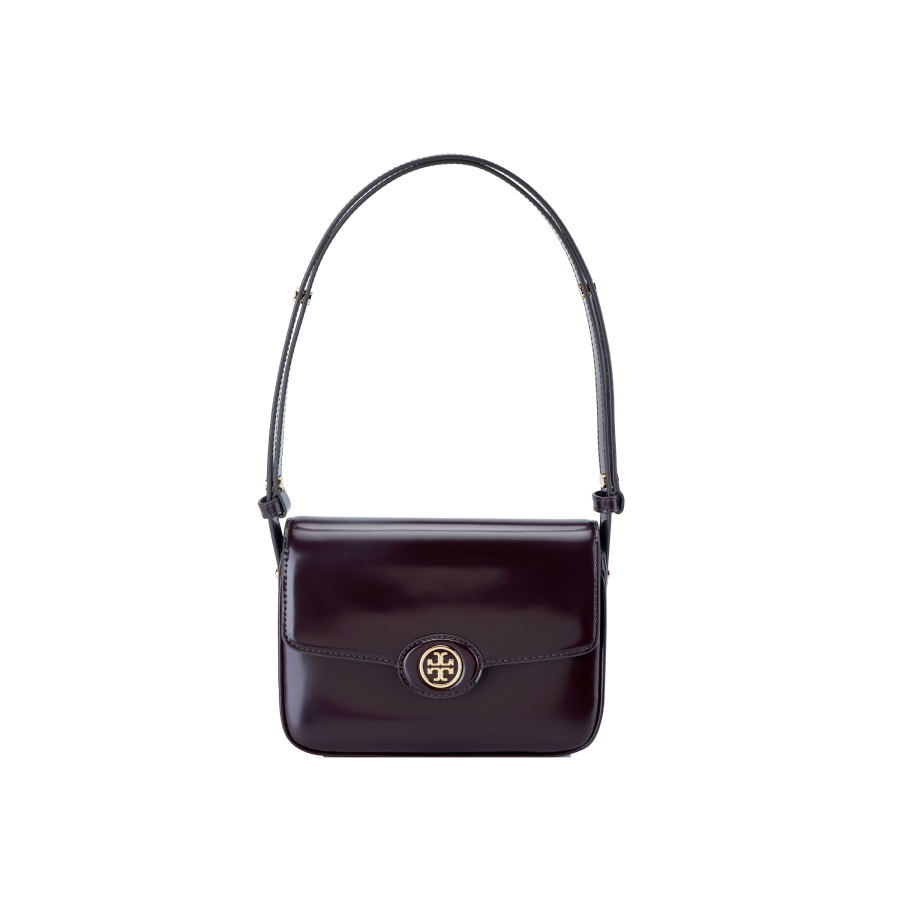 TORY BURCH Robinson Cow Leather Shoulder Bag, Crossbody Bag Regular Women's Burgundy