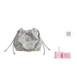 JACD Pu Bucket Bag, Shoulder Bag, Crossbody Bag Women's Barbie Rose Pink/Holographic Silver