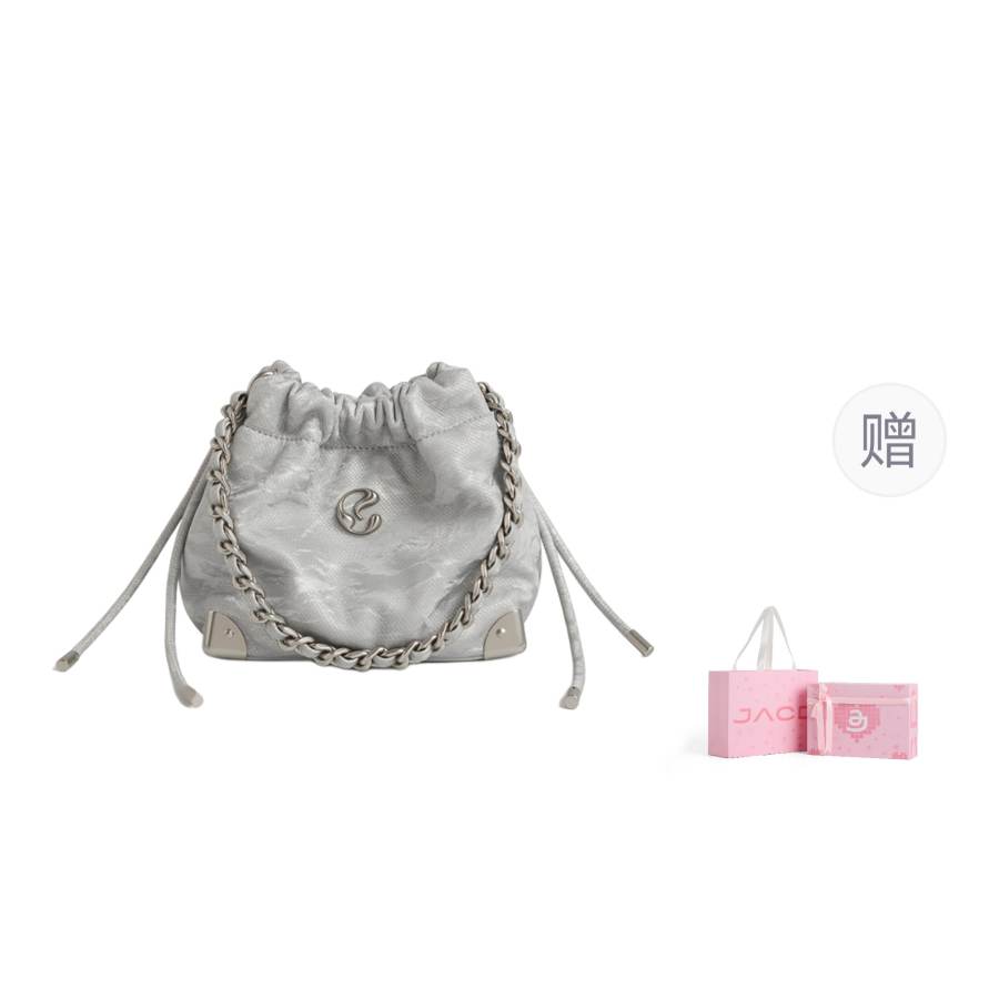 JACD Pu Bucket Bag, Shoulder Bag, Crossbody Bag Women's Barbie Rose Pink/Holographic Silver