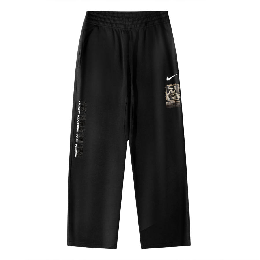Nike Nike Faux Linen Black Gang Husky ASNike Club OHPant Swoosh NF Logo Breathable Fleece Lined Casual Knitted Sweatpants
