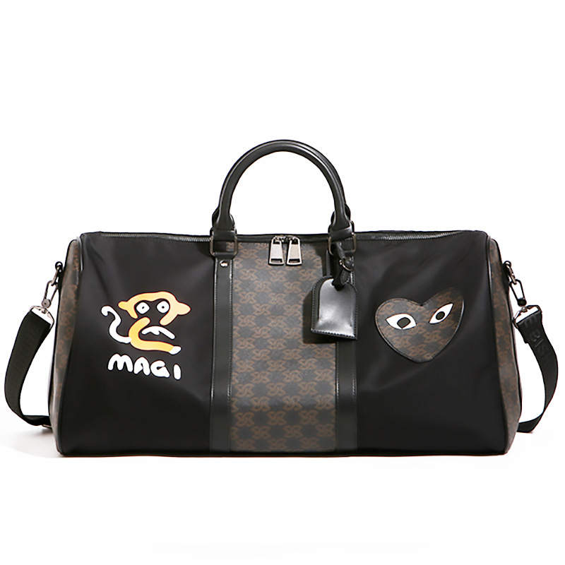 VIHUS Oxford Patchwork PVC Gym Bag, Handbag, Travel Bag Unisex Black/Brown