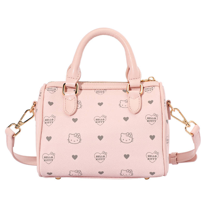 Sanrio Hello Kitty Synthetic Leather Boston Bag, Shoulder Bag, Handbag Women's Pink