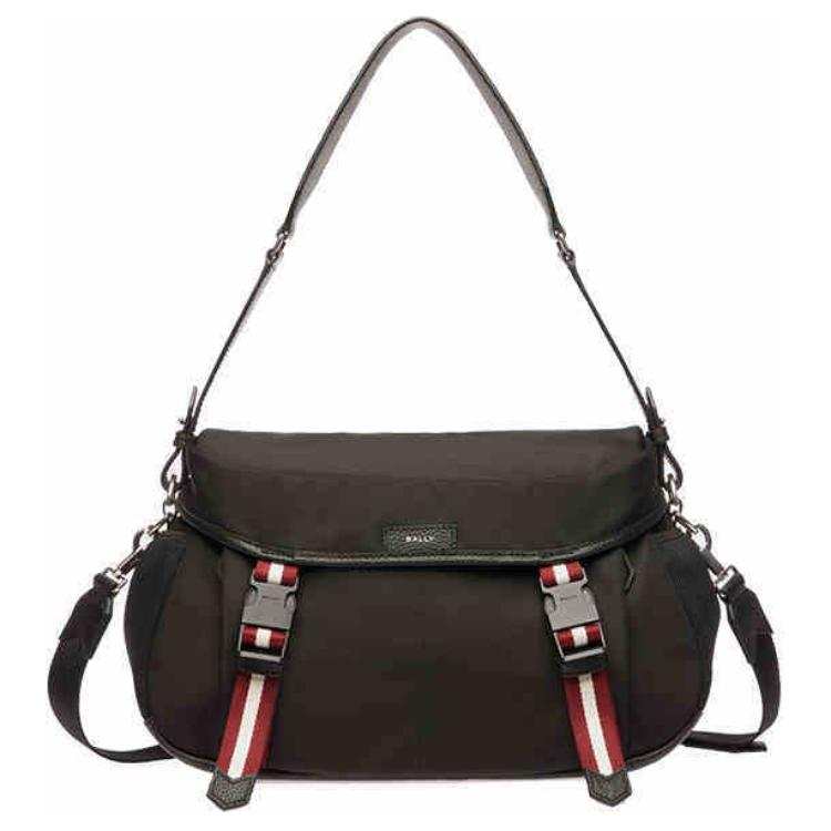 BALLY Fabric With Calfskin Portable Crossbody Bag, Shoulder Bag Men's Black & Palladium