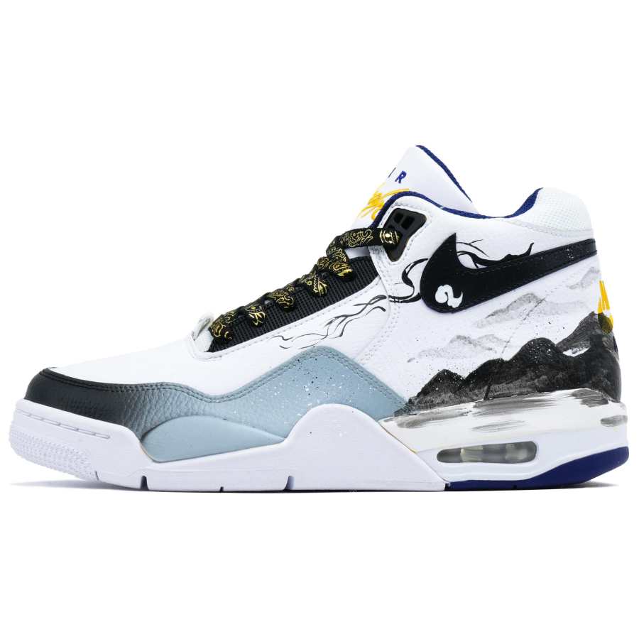 Nike Nike Flight Legacy Slip Resistant Abrasion Resistant High top Vintage Basketball Shoes Men's Black White