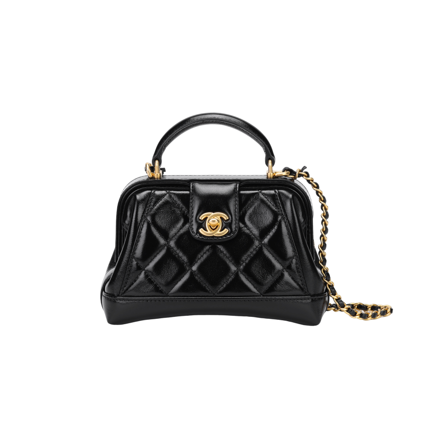 CHANEL Polished Lambskin Handbag, Shoulder Bag, Crossbody Bag Mini Unisex Black