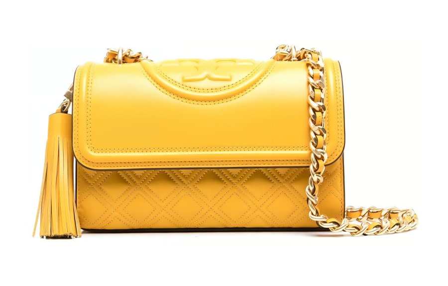 TORY BURCH Sheepskin Crossbody Bag, Shoulder Bag Small Women's Yellow