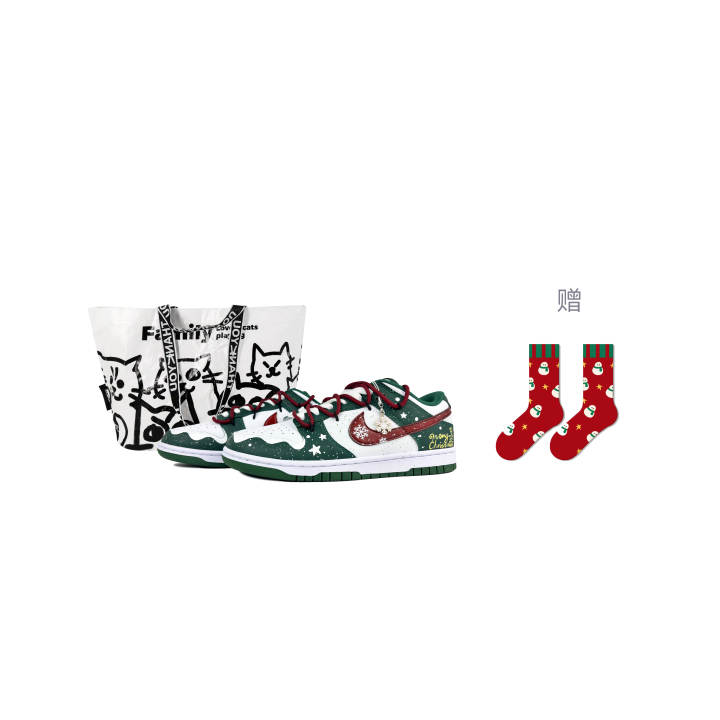 Nike Nike Dunk Snow Scene Slip Resistant Abrasion Resistant Low top Skateboard Shoes Unisex White Red Green