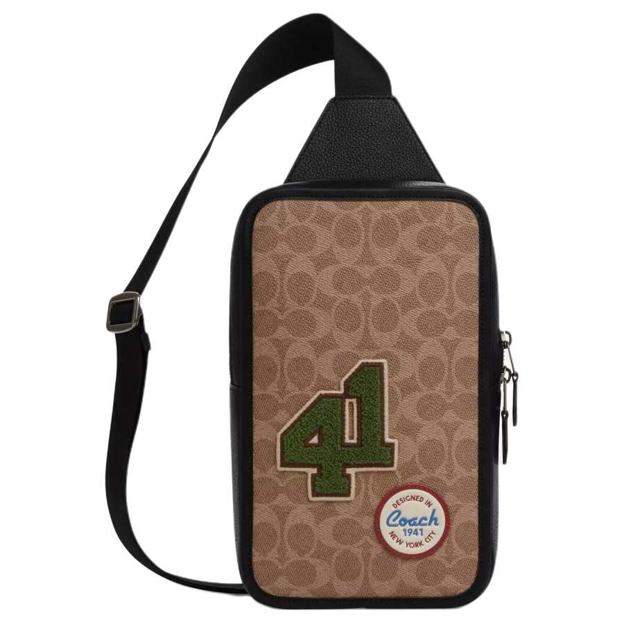COACH Sullivan Coated Canvas With Leather Sling Bag Mini Men's Tawny & Multicolor
