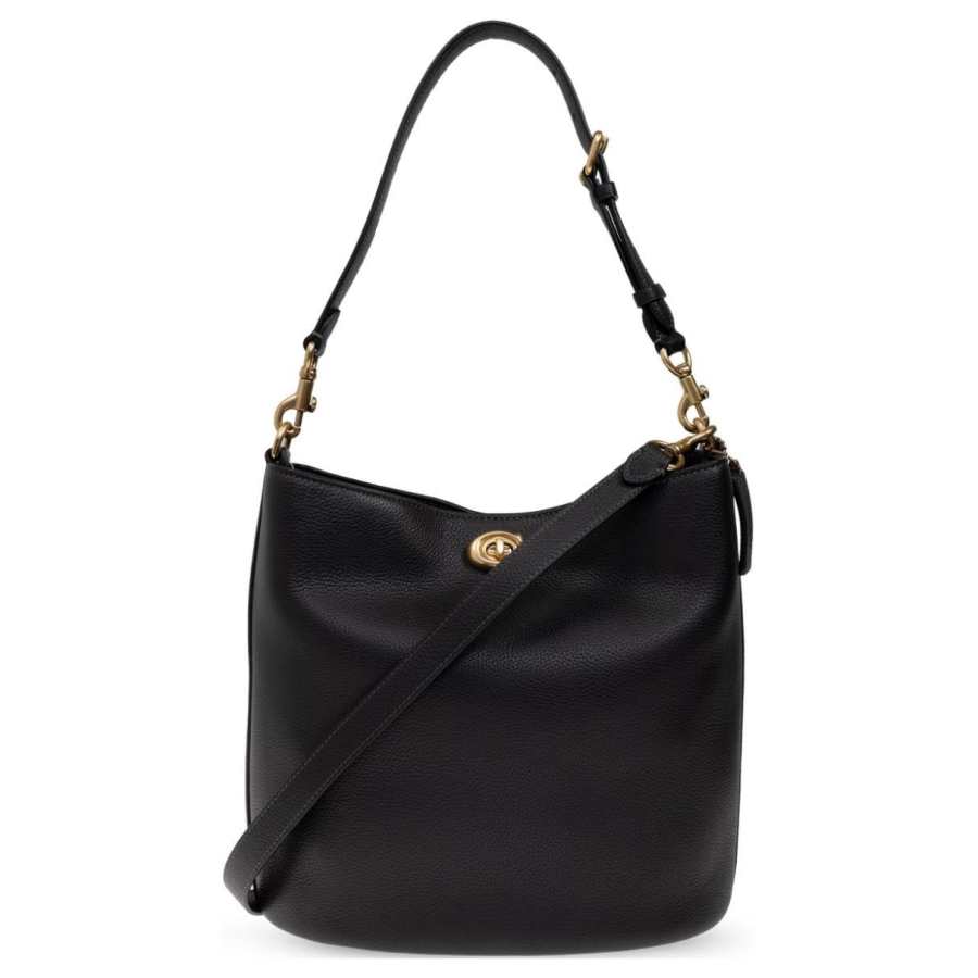 COACH Leather Bucket Bag, Shoulder Bag Large Women's Black