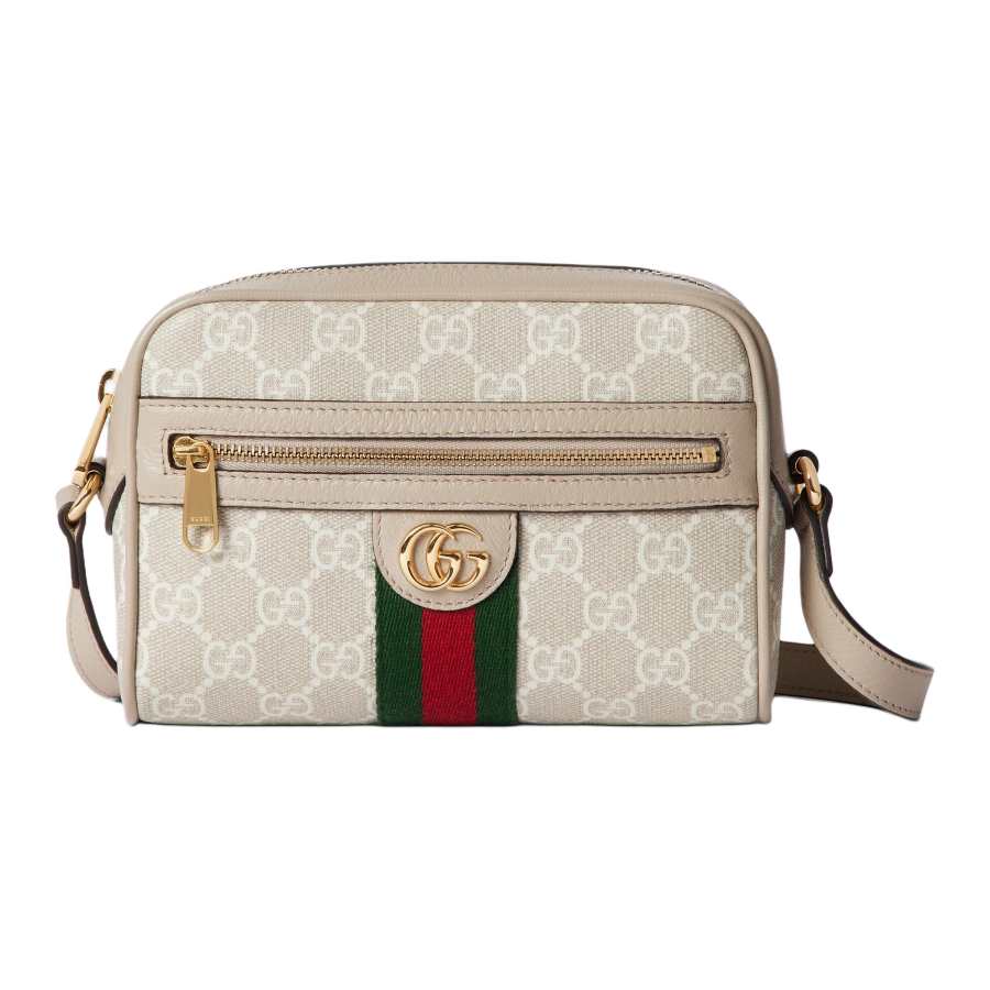GUCCI GG Supreme Canvas Shoulder Bag Mini Women's Beige & White