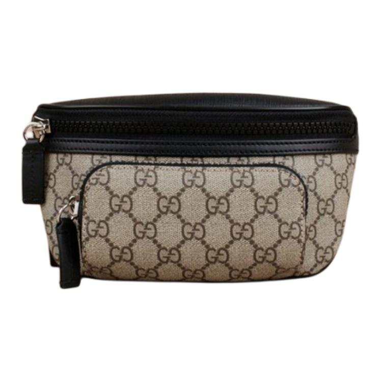 GUCCI Cow Leather Fanny Pack Small Women's Beige & Black