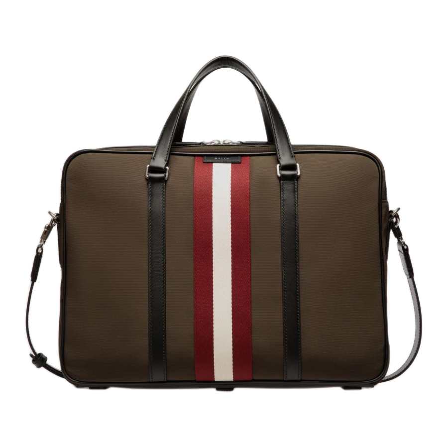 BALLY BALLY Code Nylon Portable One Shoulder Crossbody Briefcase Men's Green