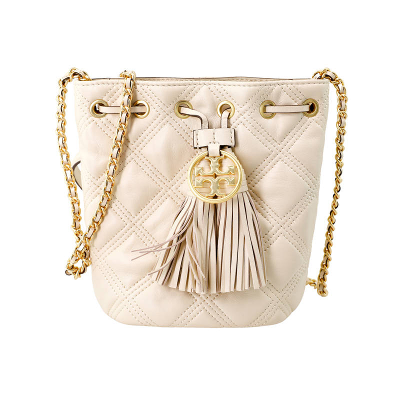 TORY BURCH Fleming Sheepskin Bucket Bag, Shoulder Bag, Crossbody Bag Mini Women's White