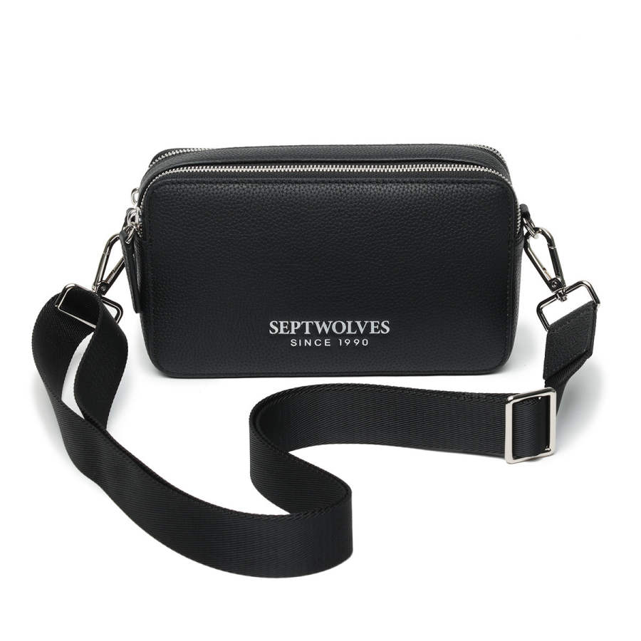 SEPTWOLVES SEPTWOLVES Cow Leather Crossbody Bag Regular Men's Black