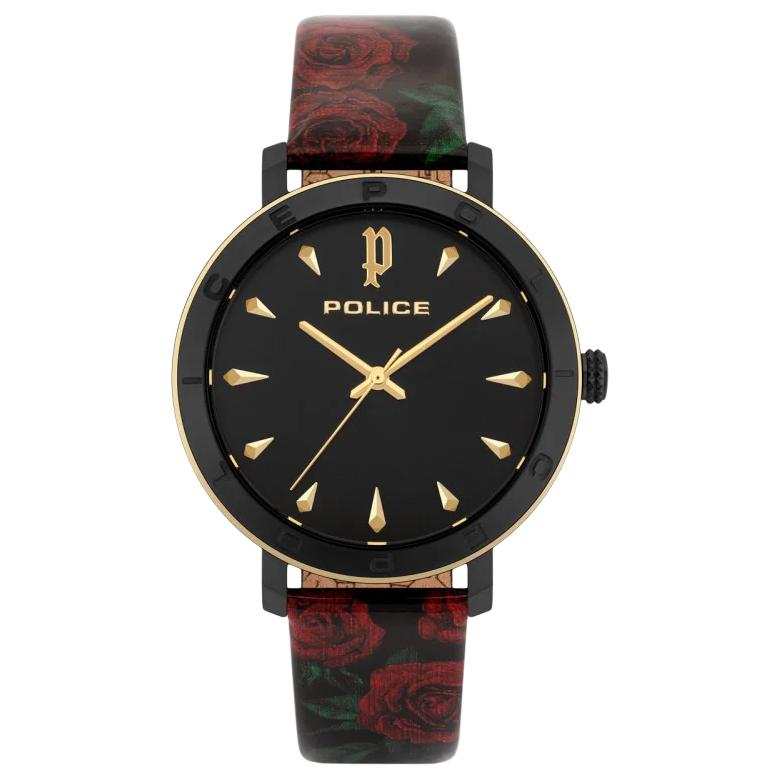 Police Ladies Collection Wrist Watches Quartz Movement Leather Strap 36mm Black Dial Women's Watch 30m Water Resistant