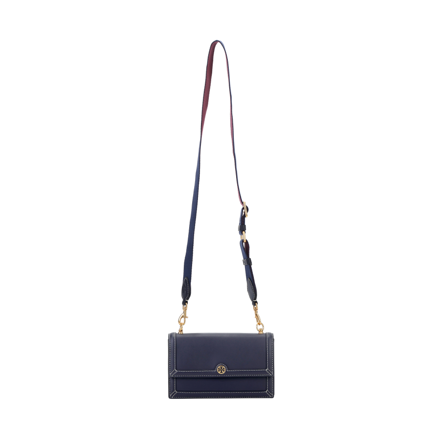 TORY BURCH T Monogram Leather Shoulder Bag, Crossbody Bag Mini Women's Dark Blue