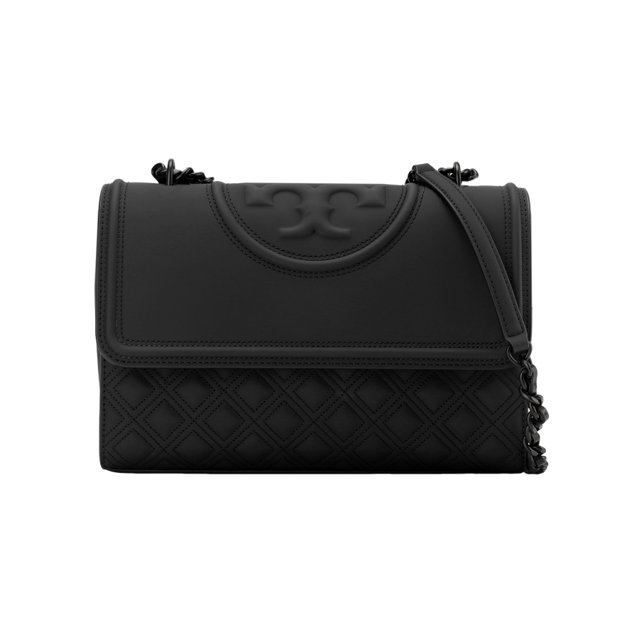 TORY BURCH Fleming Rubber With PU Handbag, Crossbody Bag Regular Women's Black