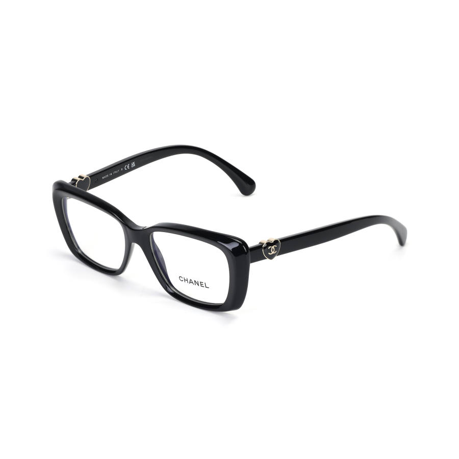 CHANEL CHANEL Acetate Irregular Shape Eyeglass Frames Unisex Black