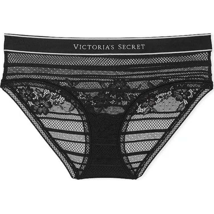 Victoria's Secret Cotton Logo Cotton Hiphugger Panty/Black Briefs Women's 1 Pack Black