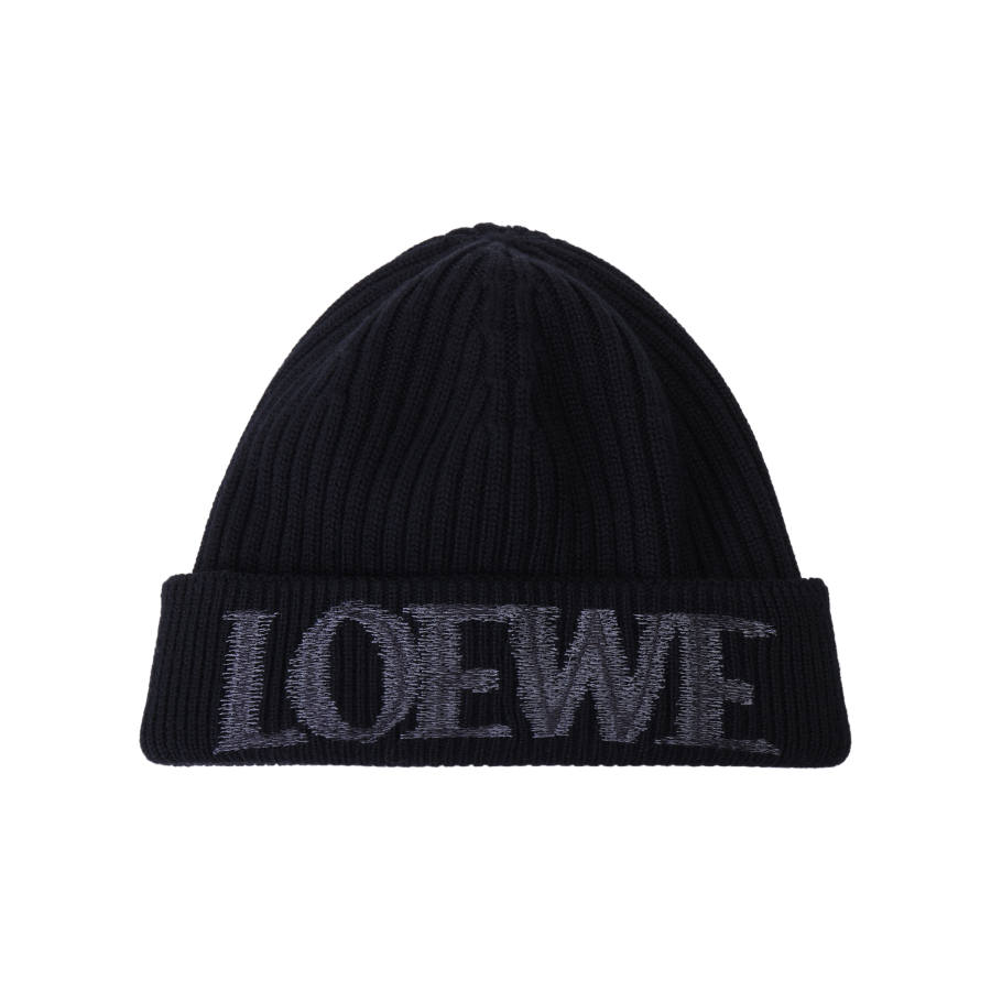 LOEWE LOEWE Logo Embroidered Ribbed Knit Beanie